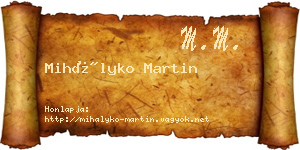 Mihályko Martin névjegykártya